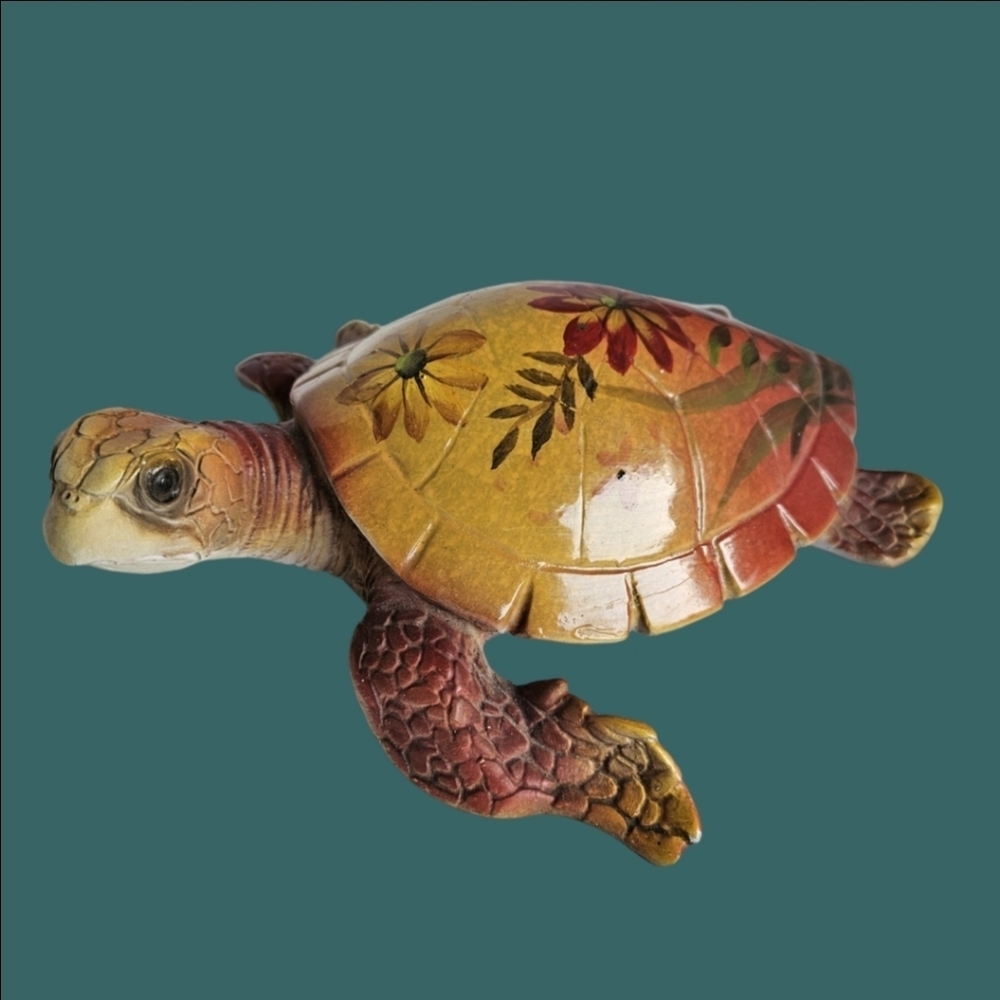Vintage TII Collections Handpainted Clay Turtle
